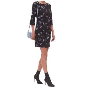 Banana Republic Black Purple Floral 3/4 sleeve Dress